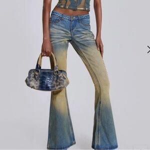 Jaded London - Demure Studded Flare Jeans